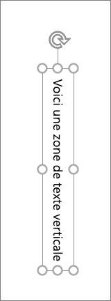 Zone de texte verticale avec texte vertical