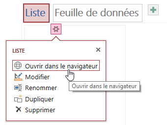 Popup menu displaying Open in Browser, Edit, Rename, Duplicate, and Delete