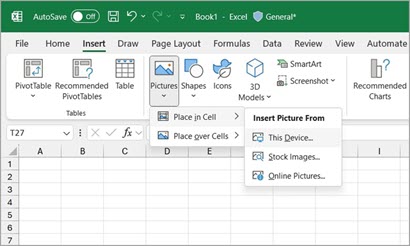 Insérer une image dans une cellule dans Excel Capture d’écran d’une version two.jpg