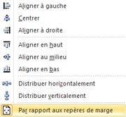 Align options relative to Margin Guides in Publisher 2010