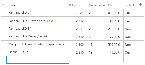 Formulaire d’édition rapide d’une liste