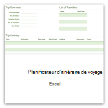 Planificateur d’itinéraire de voyage pour Excel