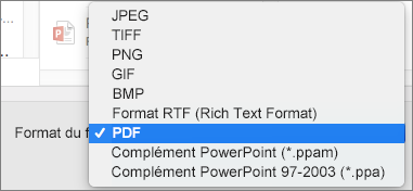 PowerPoint 2016 pour Mac Export PDF