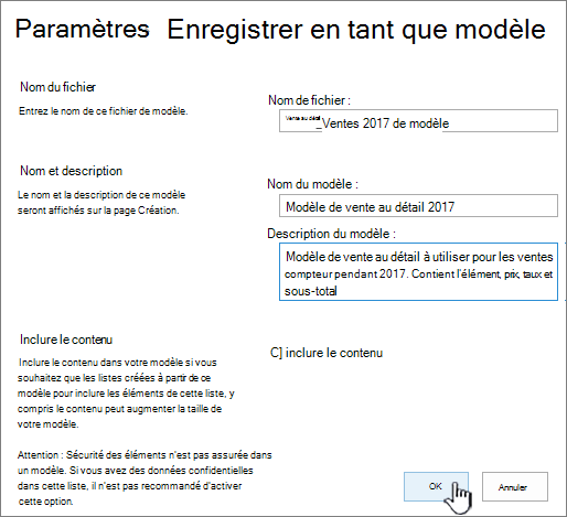 Page enregistrer en tant que modèle