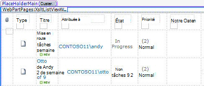 Composant WebPart Affichage Liste XSLT