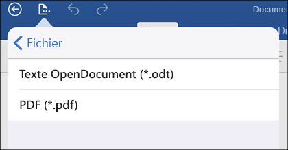 Appuyez sur Fichier > Exporter pour exporter votre document au format PDF