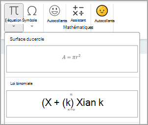 Éditeur d’équations dans Microsoft OneNote.