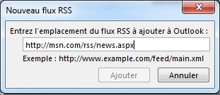 Entrer l’URL pour le flux RSS