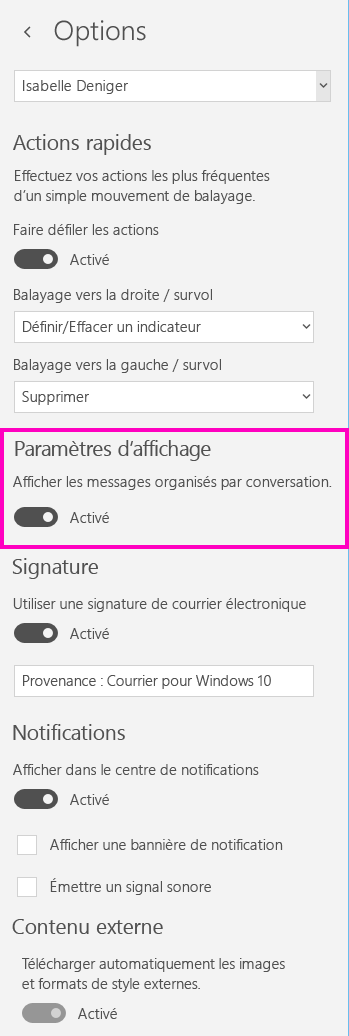 Désactiver le mode Conversation dans l’application Courrier pour Windows 10