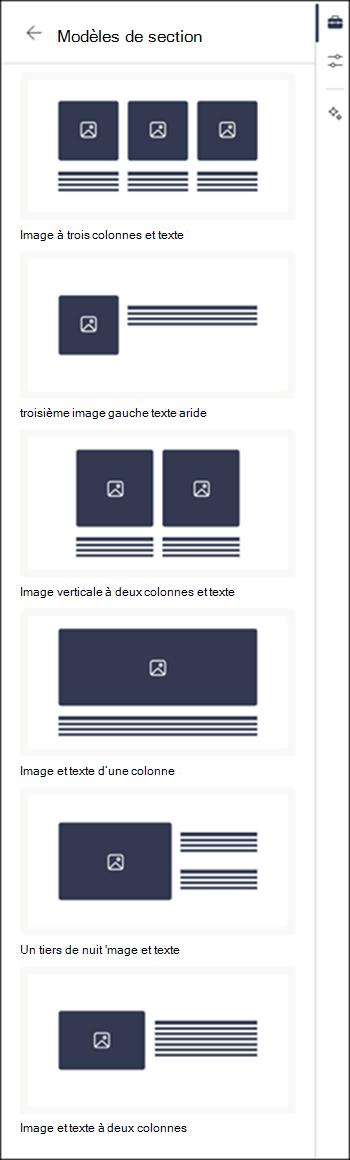 Liste complète des modèles de section