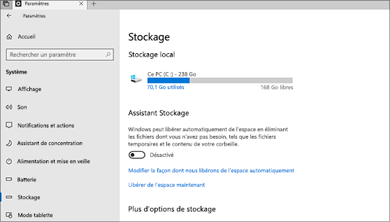 Découvrez la quantité d'espace de stockage disponible sur votre PC -  Support Microsoft