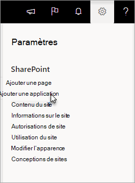 Menu des paramètres avec l’option Ajouter une application mise en évidence