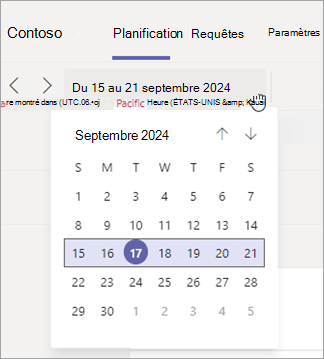 Modifiez la plage de dates de l’affichage planification dans Shifts.