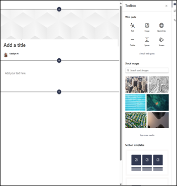 Une page SharePoint moderne en mode édition