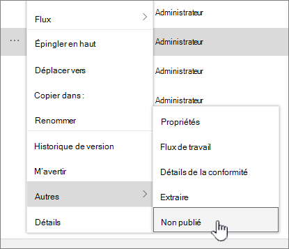 Cliquez sur Unpublish