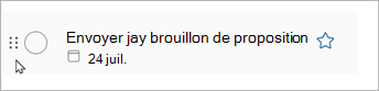 Sélectionnez et maintenez les points sur la tâche et faites glisser la tâche vers le haut ou vers le bas de la liste pour réorganiser.