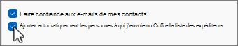 Courrier d’approbation Outlook provenant de contacts et des personnes que j’ai envoyées