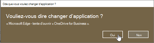 Boîte de dialogue de l’application Windows 10 Edge du navigateur avec l’option Oui sélectionnée