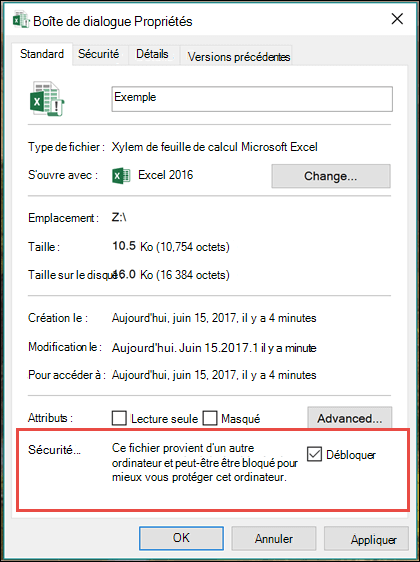 Cliquez avec le bouton droit sur votre fichier dans l’Explorateur Windows pour débloquer les macros.