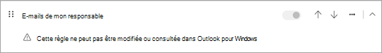 Une règle avec des conditions ou des actions côté client ne peut pas être consultée ou modifiée.