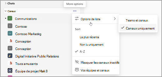 Capture d’écran d’une liste et d’un filtre de collab simples