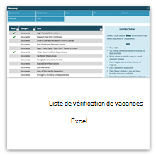 Liste de contrôle des vacances dans Excel