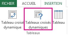 Suggestions de tableaux croisés dynamiques dans l’onglet Insertion d’Excel