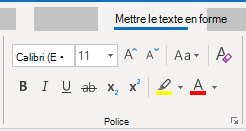 Groupe Format de la police du texte dans Outlook pour Windows