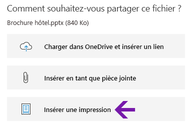 Option d’impression de fichier dans OneNote pour Windows 10