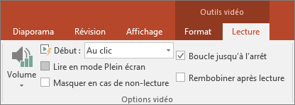 Option Boucle jusqu’à l’arrêt dans les outils vidéo de PowerPoint