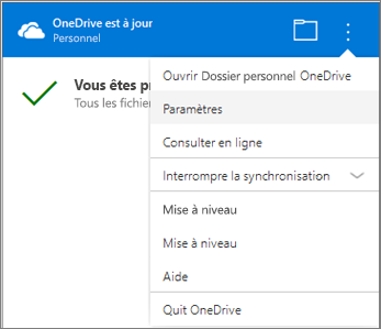 Centre d’activité de synchronisation OneDrive Autres paramètres