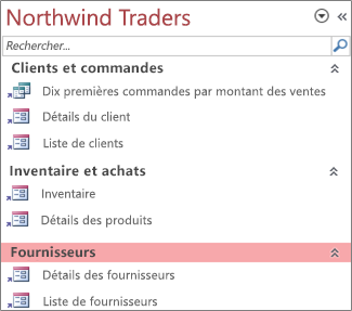 Navigation personnalisée de Northwind Traders