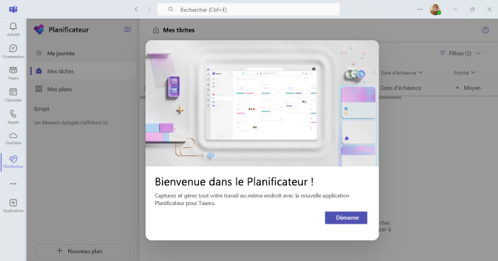 Capture d’écran montrant comment accéder au Planificateur dans Teams.