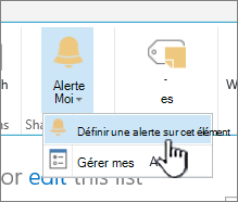 SharePoint 2016 Définir une alerte sur un élément avec l’élément sélectionné