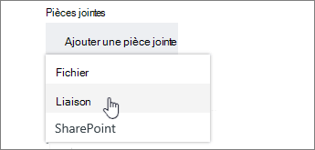 Options d’utilisation ou de chargement d’une pièce jointe