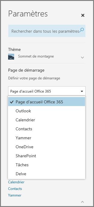 Modifier votre page de démarrage d’Office 365