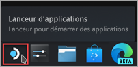 Localiser l’icône Lanceur applications dans la barre des tâches du bureau Steam.