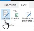 Onglet page avec le bouton modifier mis en évidence