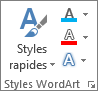 Groupe Styles WordArt montrant les icônes uniquement