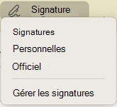Outlook pour Mac option Signature dans le message
