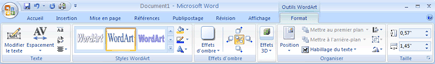 Image de l'onglet Format des Outils WordArt