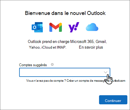 Capture d’écran du nouvel écran d’accueil Outlook