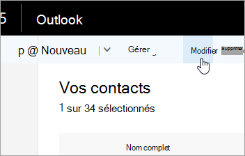 Bouton Modifier sous la barre de navigation d’Outlook