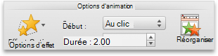 Onglet Animations, groupe Options d'animation