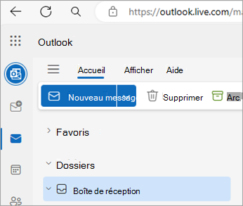 Capture d’écran montrant Outlook.com page d’accueil
