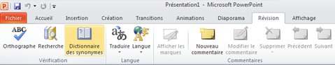 PowerPoint Ribbon Review tab Thesaurus