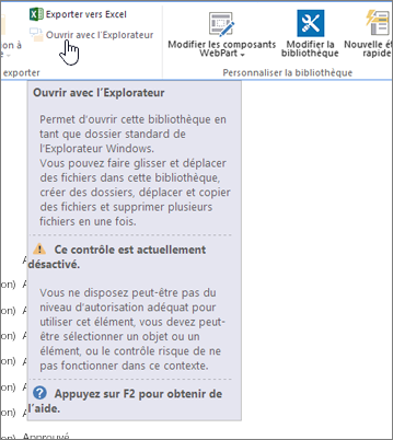 Option Ouvrir avec l’Explorateur sélectionnée mais non activée