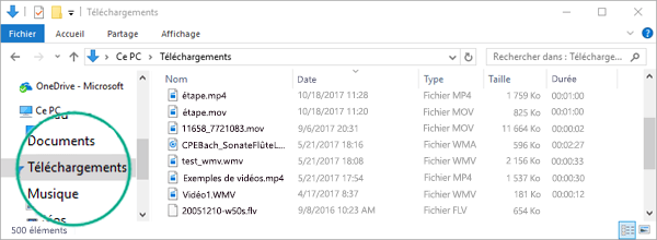 Le fichier converti est copié dans le dossier Téléchargements de l’ordinateur