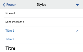 Boîte de dialogue Styles, avec Titre 1 sélectionné.