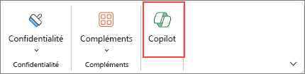 Capture d’écran montrant comment accéder au bouton Copilot dans le ruban dans Excel.